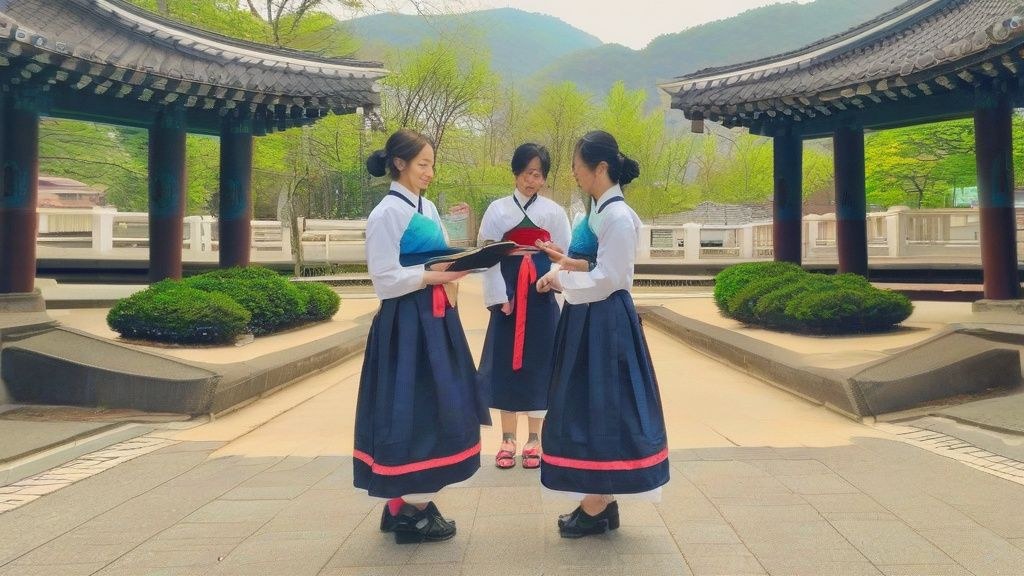 한국의 가평에서 주말 나들이를 즐기는 가족의 뒷모습, 주변에 맛집과 카페가 보이는 풍경